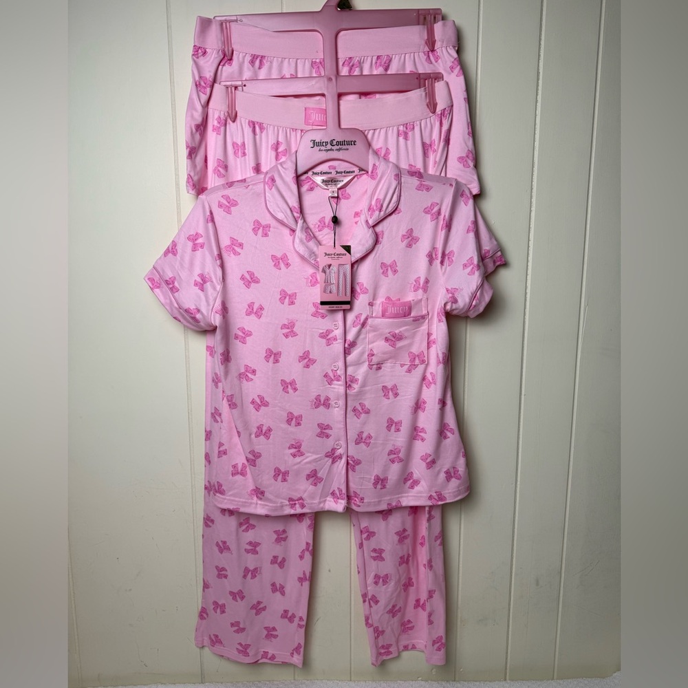 JUICY COUTURE pink bow 3PC pajama set
